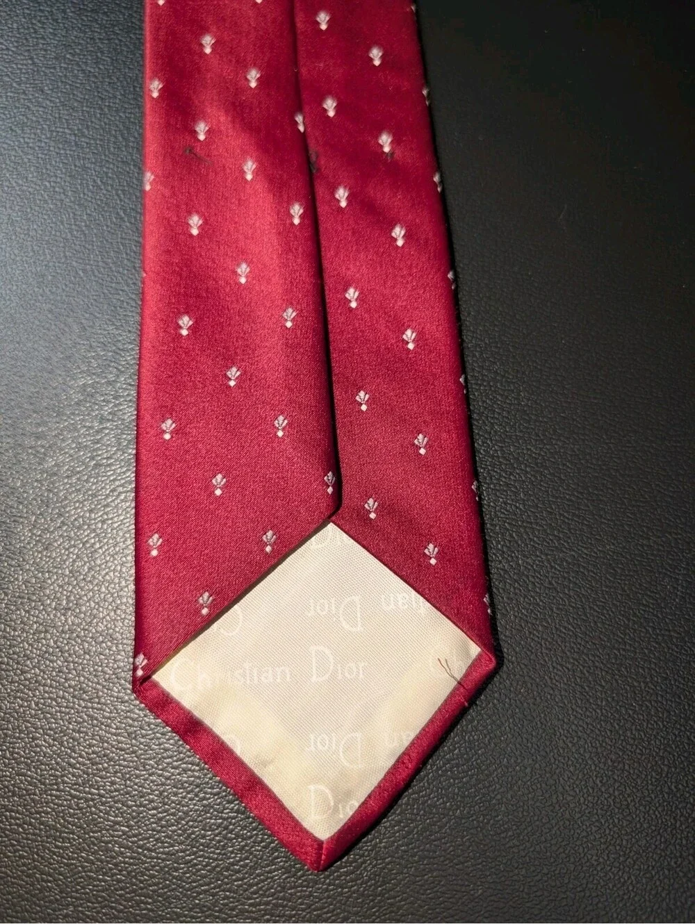 Vintage Christian Dior Skinny Tie Red Geometric